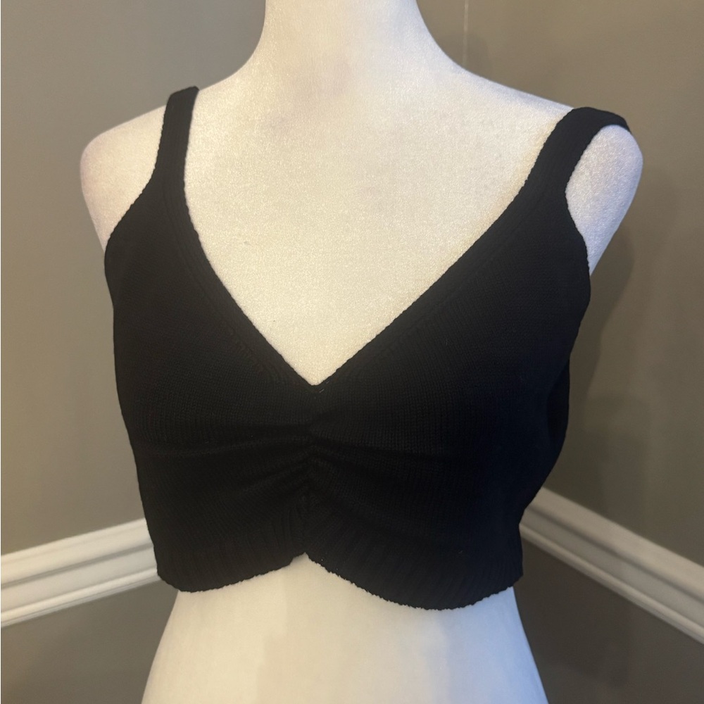 NWT 525 America‎  Revolve~ Black Sweetheart Knit Crop TOP BRALETTE Medium
